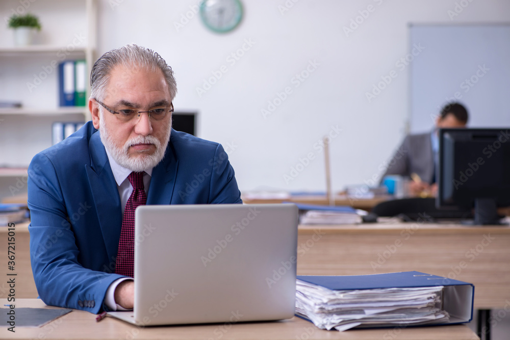 Two male employees working in the office Two male employees working in the office
