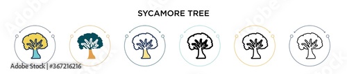 Sycamore tree icon in filled, thin line, outline and stroke style. Vector illustration of two colored and black sycamore tree vector icons designs can be used for mobile, ui, web