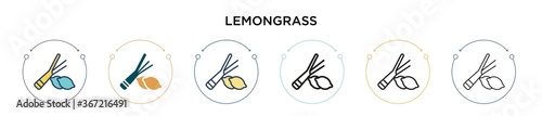 Lemongrass icon in filled, thin line, outline and stroke style. Vector illustration of two colored and black lemongrass vector icons designs can be used for mobile, ui, web
