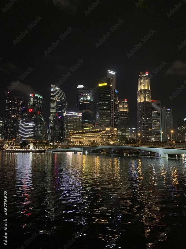 Obraz premium Baie de nuit à Singapour
