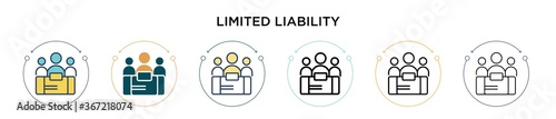 Limited liability icon in filled, thin line, outline and stroke style. Vector illustration of two colored and black limited liability vector icons designs can be used for mobile, ui, web