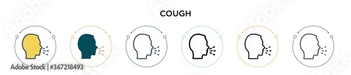 Cough icon in filled, thin line, outline and stroke style. Vector illustration of two colored and black cough vector icons designs can be used for mobile, ui, web