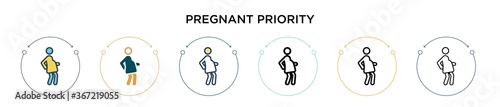 Pregnant priority icon in filled, thin line, outline and stroke style. Vector illustration of two colored and black pregnant priority vector icons designs can be used for mobile, ui, web
