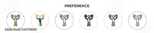 Preference icon in filled, thin line, outline and stroke style. Vector illustration of two colored and black preference vector icons designs can be used for mobile, ui, web
