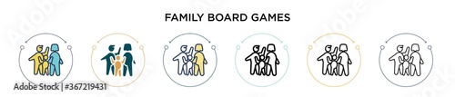 Family board games icon in filled  thin line  outline and stroke style. Vector illustration of two colored and black family board games vector icons designs can be used for mobile  ui  web