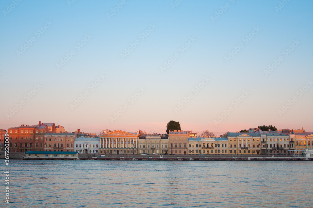 View of Neva embankment in Saint Petersburg, Russia