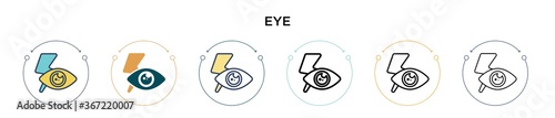 Red eye icon in filled, thin line, outline and stroke style. Vector illustration of two colored and black red eye vector icons designs can be used for mobile, ui, web