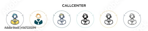 Callcenter icon in filled, thin line, outline and stroke style. Vector illustration of two colored and black callcenter vector icons designs can be used for mobile, ui, web