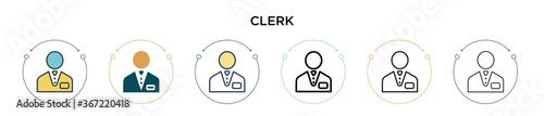 Clerk icon in filled, thin line, outline and stroke style. Vector illustration of two colored and black clerk vector icons designs can be used for mobile, ui, web