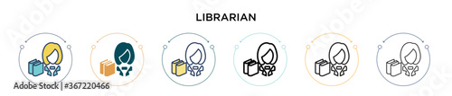 Librarian icon in filled, thin line, outline and stroke style. Vector illustration of two colored and black librarian vector icons designs can be used for mobile, ui, web