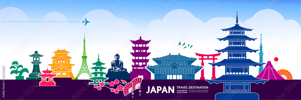 Fototapeta Japan travel destination grand vector illustration.