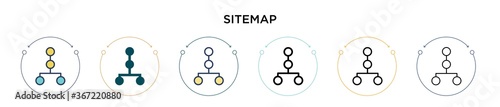 Sitemap icon in filled, thin line, outline and stroke style. Vector illustration of two colored and black sitemap vector icons designs can be used for mobile, ui, web