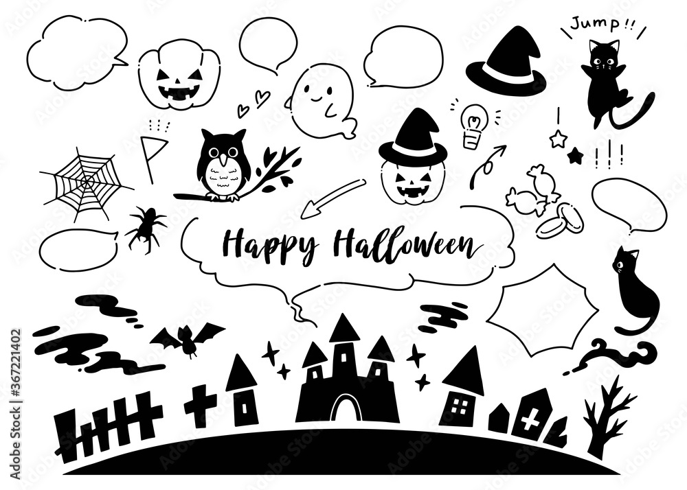 Hand-painted simple and cute Halloween material