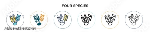 Four species icon in filled, thin line, outline and stroke style. Vector illustration of two colored and black four species vector icons designs can be used for mobile, ui, web