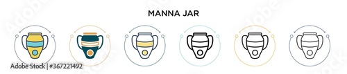 Manna jar icon in filled, thin line, outline and stroke style. Vector illustration of two colored and black manna jar vector icons designs can be used for mobile, ui, web