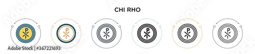 Chi rho icon in filled, thin line, outline and stroke style. Vector illustration of two colored and black chi rho vector icons designs can be used for mobile, ui, web