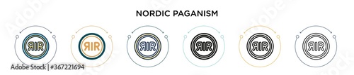 Nordic paganism icon in filled, thin line, outline and stroke style. Vector illustration of two colored and black nordic paganism vector icons designs can be used for mobile, ui, web
