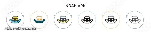 Noah ark icon in filled  thin line  outline and stroke style. Vector illustration of two colored and black noah ark vector icons designs can be used for mobile  ui  web