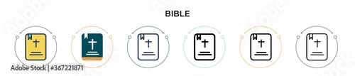Bible icon in filled, thin line, outline and stroke style. Vector illustration of two colored and black bible vector icons designs can be used for mobile, ui, web