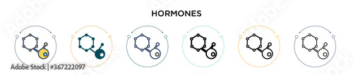 Hormones icon in filled, thin line, outline and stroke style. Vector illustration of two colored and black hormones vector icons designs can be used for mobile, ui, web