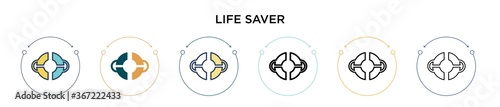 Foto Life saver icon in filled, thin line, outline and stroke style
