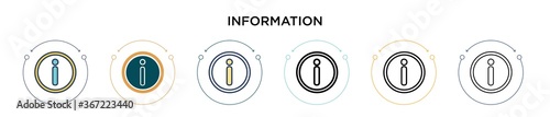 Information sign icon in filled, thin line, outline and stroke style. Vector illustration of two colored and black information sign vector icons designs can be used for mobile, ui, web