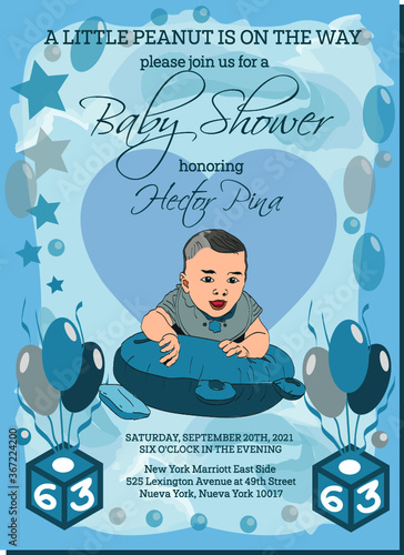 Plantilla ilustrada para baby shower y cumpleaños infantíl.