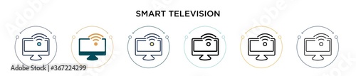 Smart television icon in filled, thin line, outline and stroke style. Vector illustration of two colored and black smart television vector icons designs can be used for mobile, ui, web