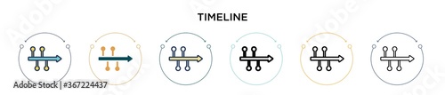 Timeline icon in filled, thin line, outline and stroke style. Vector illustration of two colored and black timeline vector icons designs can be used for mobile, ui, web