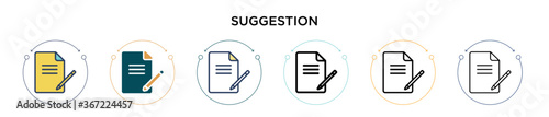 Suggestion icon in filled, thin line, outline and stroke style. Vector illustration of two colored and black suggestion vector icons designs can be used for mobile, ui, web