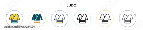 Judo icon in filled, thin line, outline and stroke style. Vector illustration of two colored and black judo vector icons designs can be used for mobile, ui, web