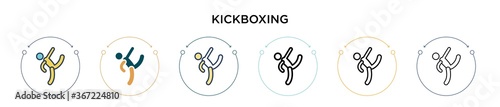 Kickboxing icon in filled, thin line, outline and stroke style. Vector illustration of two colored and black kickboxing vector icons designs can be used for mobile, ui, web