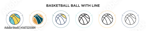 Basketball ball with line icon in filled, thin line, outline and stroke style. Vector illustration of two colored and black basketball ball with line vector icons designs can be used for mobile, ui,