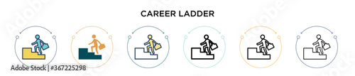 Career ladder icon in filled, thin line, outline and stroke style. Vector illustration of two colored and black career ladder vector icons designs can be used for mobile, ui, web
