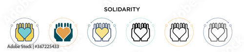 Solidarity icon in filled, thin line, outline and stroke style. Vector illustration of two colored and black solidarity vector icons designs can be used for mobile, ui, web
