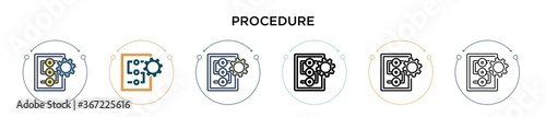 Procedure icon in filled, thin line, outline and stroke style. Vector illustration of two colored and black procedure vector icons designs can be used for mobile, ui, web