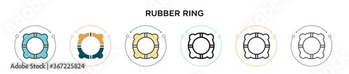 Rubber ring icon in filled, thin line, outline and stroke style. Vector illustration of two colored and black rubber ring vector icons designs can be used for mobile, ui, web