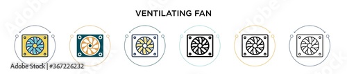 Ventilating fan icon in filled, thin line, outline and stroke style. Vector illustration of two colored and black ventilating fan vector icons designs can be used for mobile, ui, web