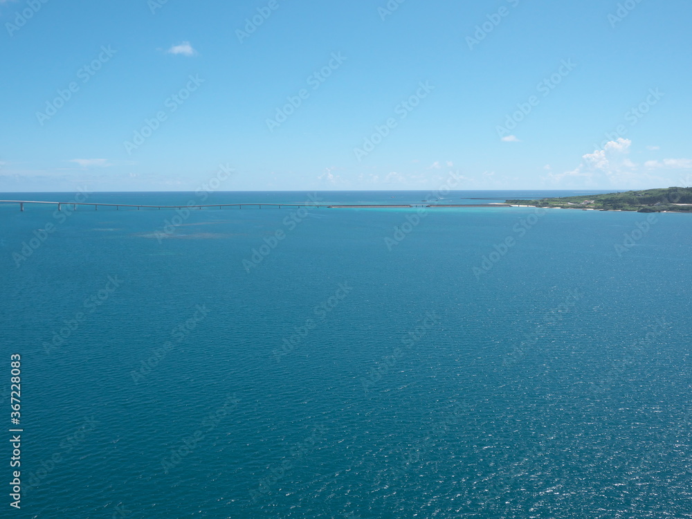 Okinawa,Japan-July 20, 2020: Irabu bridge from parasailing viewpoint at Miyakojima island
