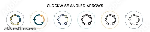 Photos Clockwise angled arrows icon in filled, thin line, outline and stroke style