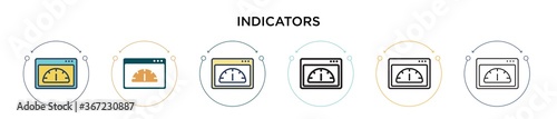 Indicators icon in filled, thin line, outline and stroke style. Vector illustration of two colored and black indicators vector icons designs can be used for mobile, ui, web