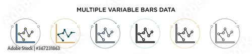 Multiple variable bars data icon in filled, thin line, outline and stroke style. Vector illustration of two colored and black multiple variable bars data vector icons designs can be used for mobile,