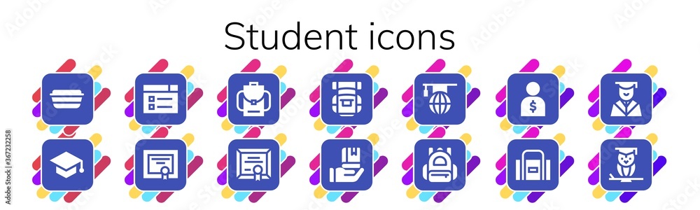 Modern Simple Set of student Vector filled Icons