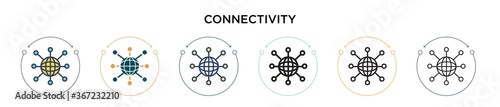 Connectivity icon in filled, thin line, outline and stroke style. Vector illustration of two colored and black connectivity vector icons designs can be used for mobile, ui, web