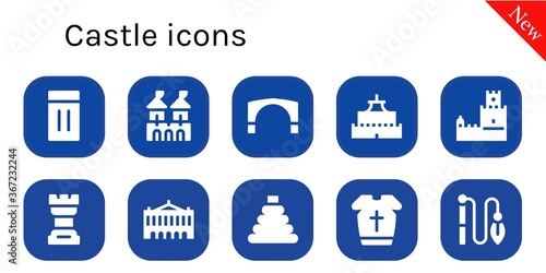 Modern Simple Set of castle Vector filled Icons