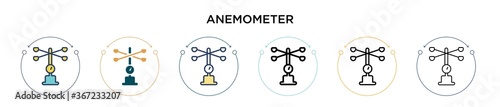 Anemometer icon in filled, thin line, outline and stroke style. Vector illustration of two colored and black anemometer vector icons designs can be used for mobile, ui, web photo