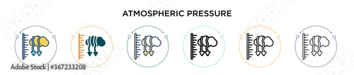 Atmospheric pressure icon in filled, thin line, outline and stroke style. Vector illustration of two colored and black atmospheric pressure vector icons designs can be used for mobile, ui, web