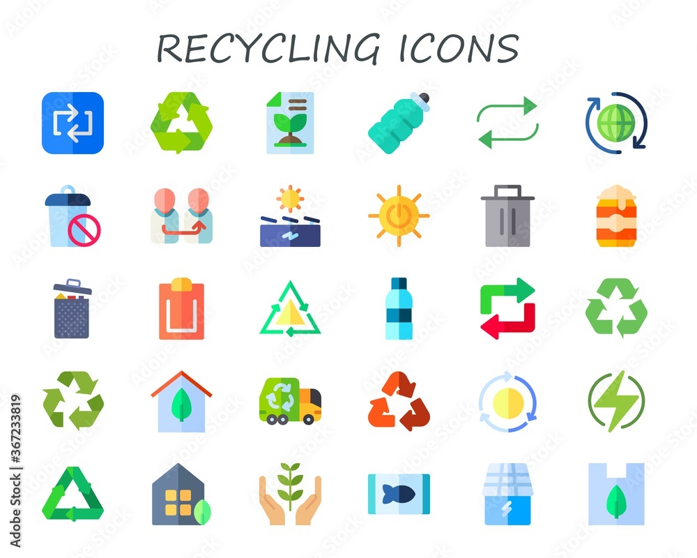 Modern Simple Set of recycling Vector flat Icons Modern Simple Set of recycling Vector flat Icons