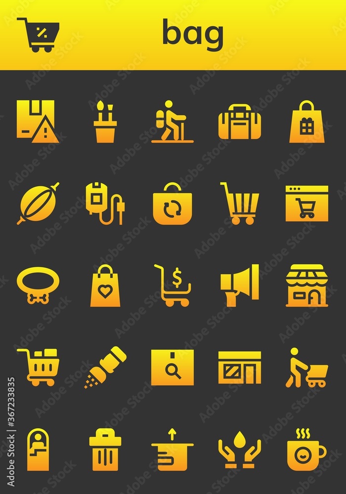 Modern Simple Set of bag Vector filled Icons Modern Simple Set of bag Vector filled Icons