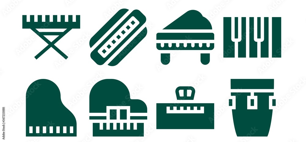 Naklejka premium Modern Simple Set of synthesizer Vector filled Icons